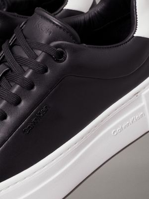 ck black leather platform trainers for women calvin klein