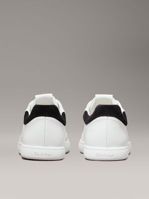 bright white/black leather trainers for women calvin klein