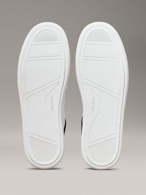 bright white/black leder-sneakers für damen - calvin klein