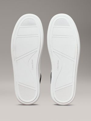 bright white/black leather trainers for women calvin klein