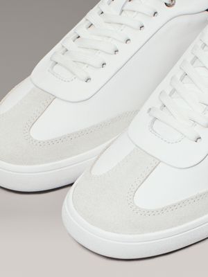 bright white/black leder-sneakers für damen - calvin klein