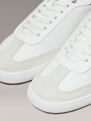 bright white/black leather trainers for women calvin klein