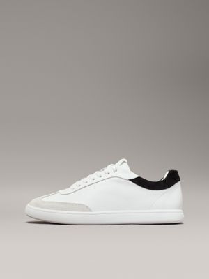 bright white/black leder-sneakers für damen - calvin klein