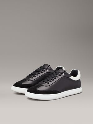 black/white leather trainers for women calvin klein