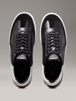 black/white leather trainers for women calvin klein