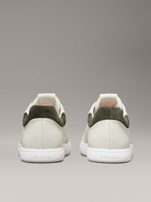 baskets en cuir dk ecru/dark green pour femmes calvin klein