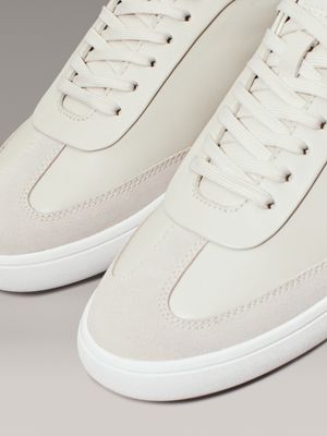 baskets en cuir dk ecru/dark green pour femmes calvin klein