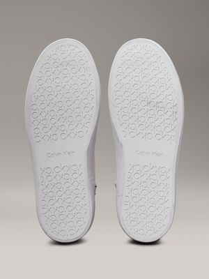 white/dk ecru leather high-top trainers for women calvin klein