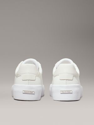 white/dk ecru leather trainers for women calvin klein