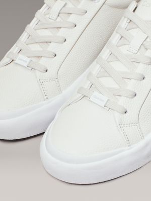 white/dk ecru leather trainers for women calvin klein