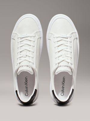 bright white/black leather trainers for women calvin klein