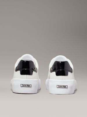 bright white/black leather trainers for women calvin klein