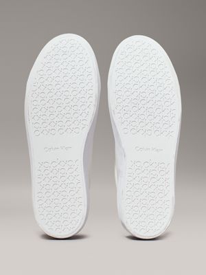 bright white/black leather trainers for women calvin klein