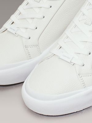 bright white/black leather trainers for women calvin klein