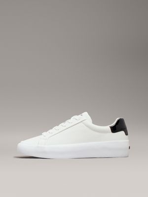 bright white/black leather trainers for women calvin klein