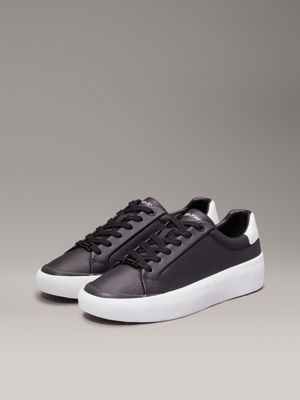 black/white leather trainers for women calvin klein