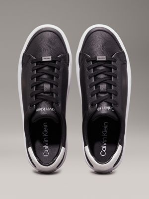 black/white leather trainers for women calvin klein