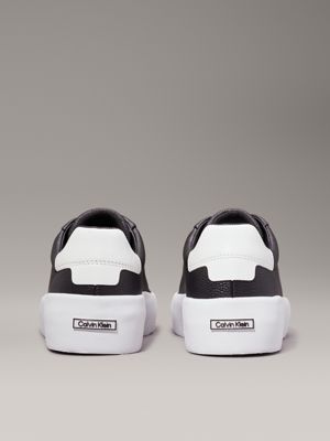 black/white leather trainers for women calvin klein