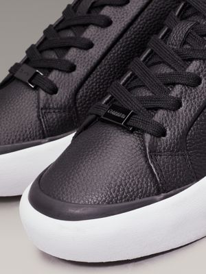 black/white leather trainers for women calvin klein