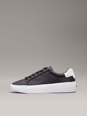 black/white leather trainers for women calvin klein