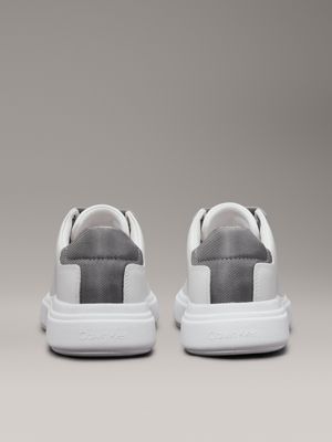 white/neutral gray leather trainers for women calvin klein