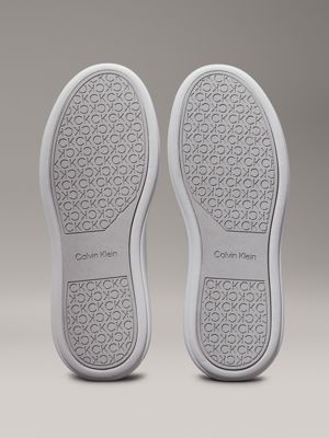 white/neutral gray leather trainers for women calvin klein