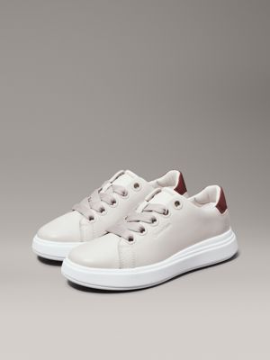 gray morn/winery leather trainers for women calvin klein