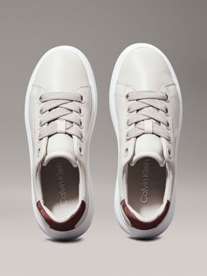 gray morn/winery leather trainers for women calvin klein