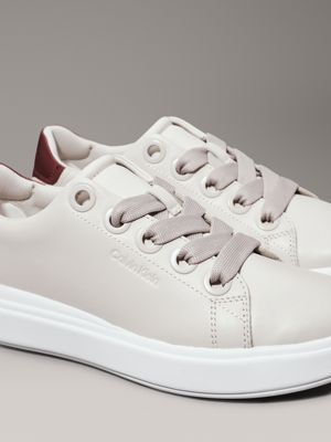 gray morn/winery leather trainers for women calvin klein