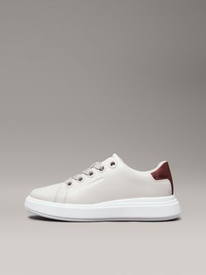 gray morn/winery leather trainers for women calvin klein