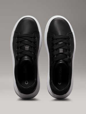 ck black leather trainers for women calvin klein