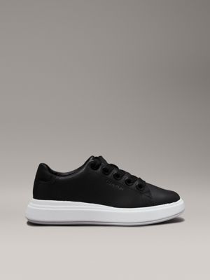 Calvin klein black leather trainers best sale