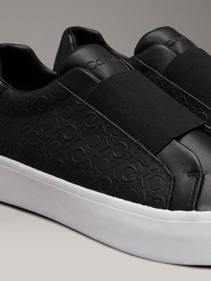 ck black logo slip-on trainers for women calvin klein