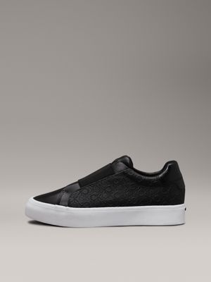 ck black logo slip-on trainers for women calvin klein