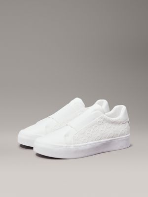 white logo slip-on trainers for women calvin klein