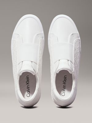 white logo slip-on trainers for women calvin klein