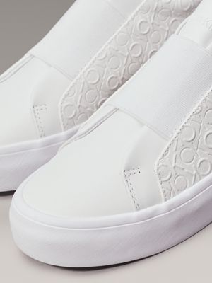 white logo slip-on trainers for women calvin klein