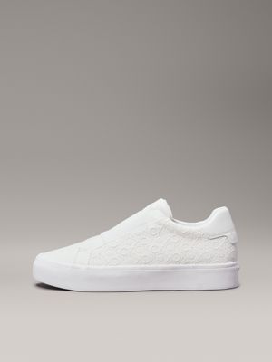 white logo slip-on trainers for women calvin klein