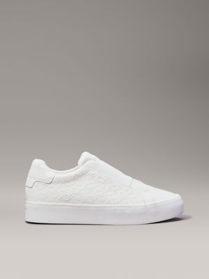 white logo slip-on trainers for women calvin klein