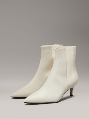 gray morn leather heeled chelsea boots for women calvin klein