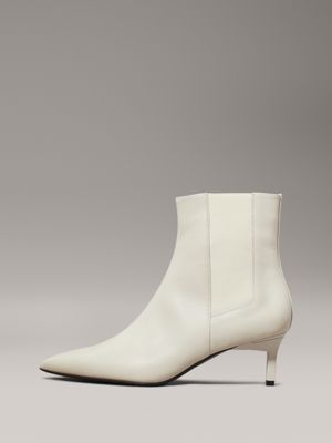 gray morn leather heeled chelsea boots for women calvin klein