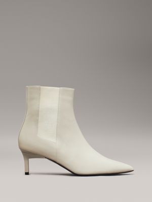 beige leather heeled chelsea boots for women calvin klein