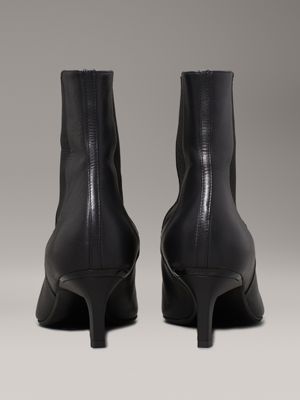 ck black leather heeled chelsea boots for women calvin klein