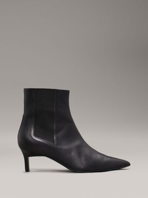 black leather heeled chelsea boots for women calvin klein