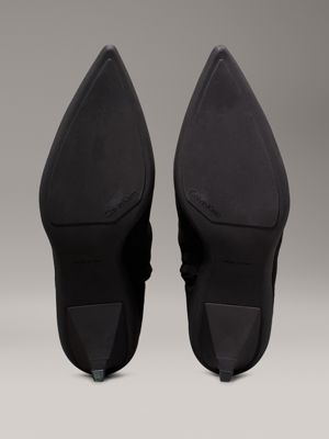 ck black suede heeled ankle boots for women calvin klein