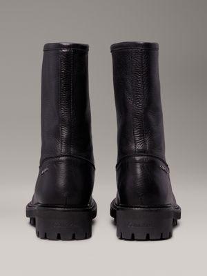 ck black leather biker boots for women calvin klein