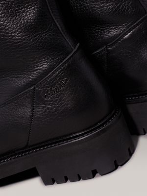 ck black leather biker boots for women calvin klein