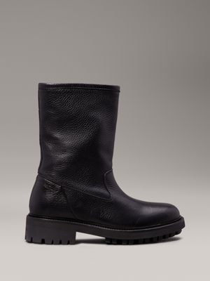 Black leather moto boots womens on sale