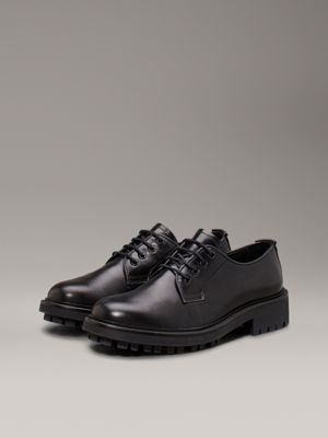 ck black leather lace-up shoes for women calvin klein