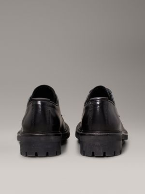 ck black leather lace-up shoes for women calvin klein